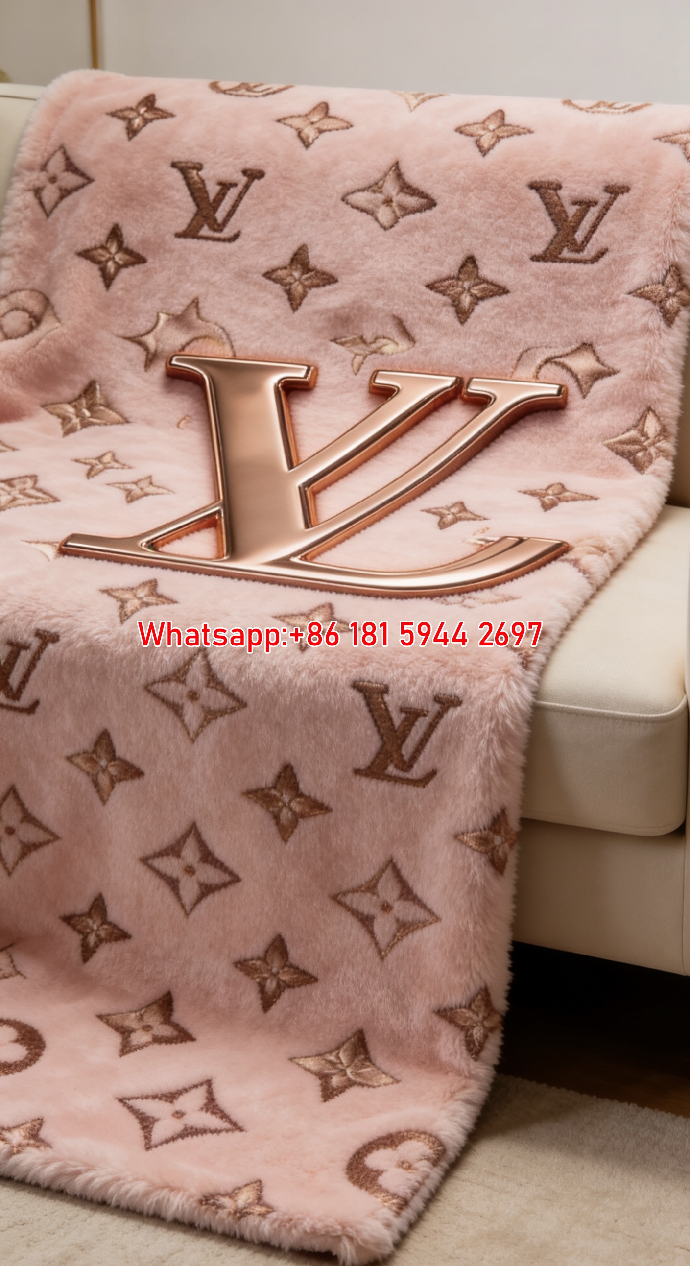 Rose Gold LV Monogram Throw IMG_3133